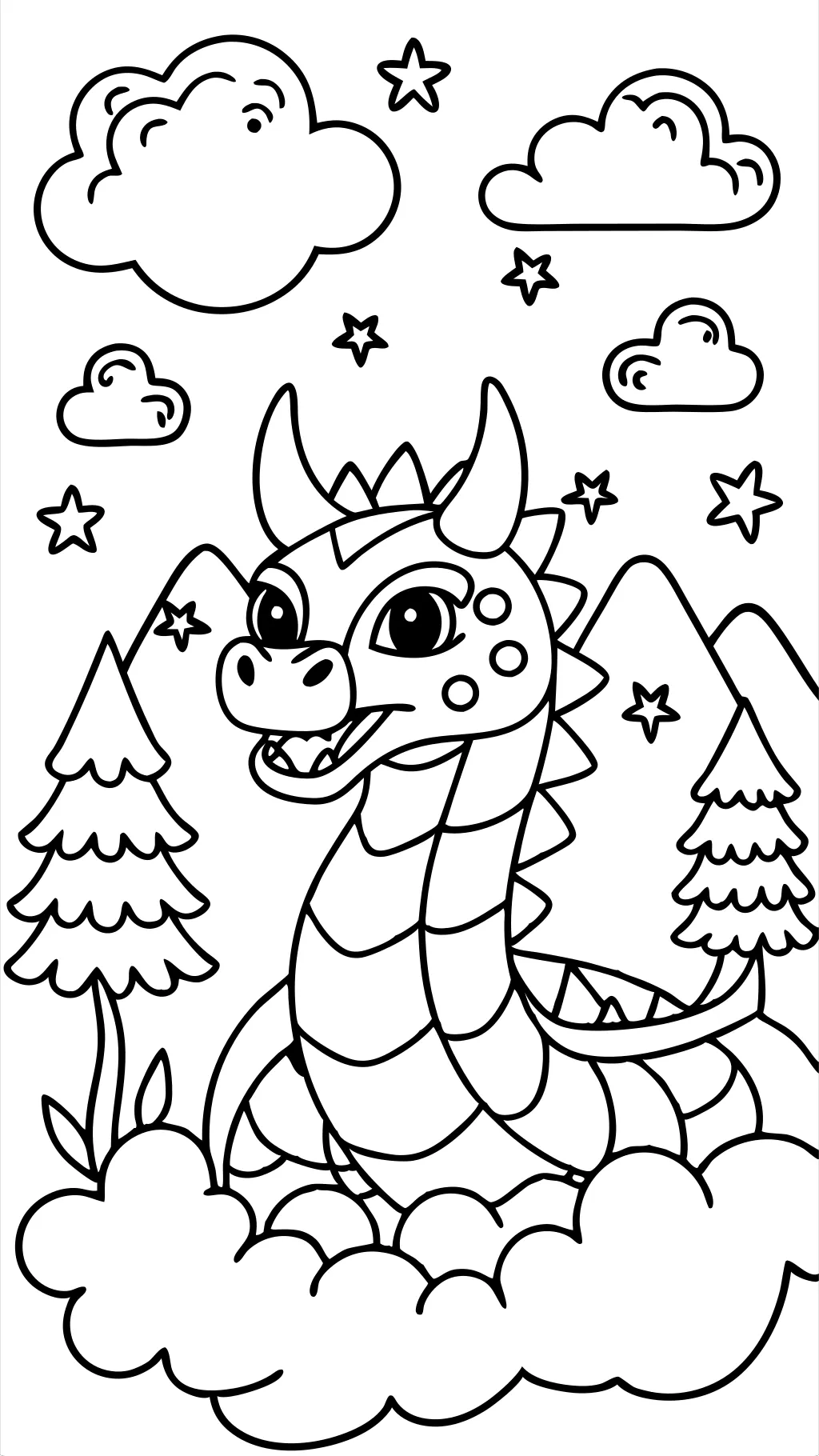 Página para colorear imprimible dragón